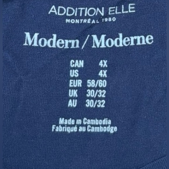 Addition Elle, Plus Size Responsible, Modern-Fit Crewneck Tee, 4X, Navy - Picture 4 of 8